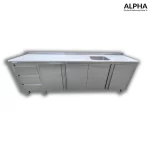 SS Base Cabinet Marble Top with 3 Drawers | steel fabricators in UAE