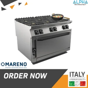 6 Gas Burner with Gas Maxi Oven Range, High-performance 6 burner gas stove with oven for restaurants – PC912GFGM by Mareno,