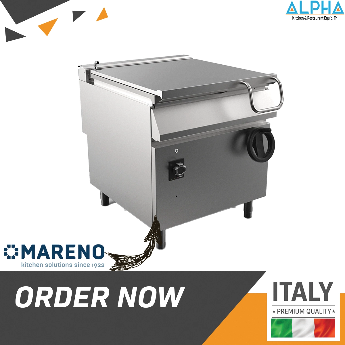 Electric Tilting Bratt Pan BR98E80, Mareno BR98E80 Manual Tilt Bratt Pan for Restaurant, Commercial Kitchen Electric Bratt Pan 80 Litres, Saudi Arabia Brand mareno