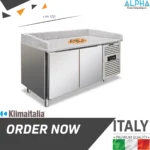 pizza preparation counter chiller pizza prep fridge with granite top PZF 02 pizza counter stainless steel pizza workbench commercial pizza refrigerator pizza prep table with storage AISI 304 pizza station chiller Pizza Preparation Counter Chiller PZF02